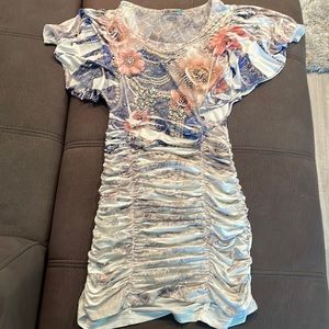 COLORI White with Flower Print Top Size Small